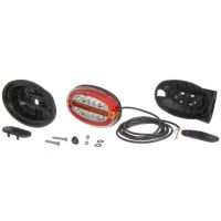 Farol traseiro LED multifunções, retangular, 12-24V, 136.4x91x40mm,