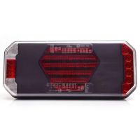 Farol traseiro LED multifunções, direito, vermelho/laranja/branco, 12-24 V, 236x104x40,5 mm