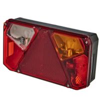 Farol traseiro multifunções dir. halogéneo, retangular, 12/24V, 242x134x58mm, 5 pinos,