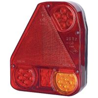 Farol traseiro LED, esq. retangular, 12/24V, vermelho/laranja, 206x55x174mm,