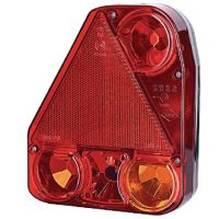 Farol traseiro esq. retangular, 12/24V, vermelho/laranja, 206x54.5x174mm,