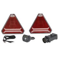 Conjunto de luzes sem fios LED, triangular, 12/24V, Li-ion, magnético, 178,5x155 mm, ficha de 7 pinos,
