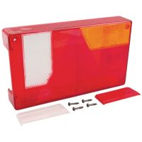 Luz traseira tulipa/direita, vermelha/transparente/âmbar, retangular 235x135x35mm, Ajba
