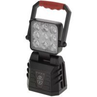 Luz de trabalho de punho LED recarregável, branco/laranja, 9 LEDs de alta potência, com suporte de parede
