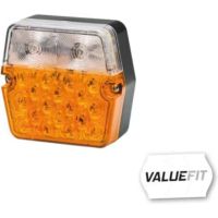 Luz de posição e direção LED, quadrado, 9/36V, branco/âmbar, de aparafusar, 101.3x41.2x94.7mm, 20 LEDs, Hella ValueFit
