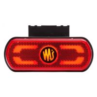 Luz de sinalização LED, vermelha, rectangular, 12-24V, 133,8x53x25 mm, "LINHA DE SEGURANÇA",