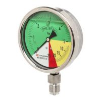 Manómetro Ø100mm 0-5-20-25 1/2" BSP ligação inferior