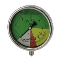 Manómetro Ø100mm 0-5-20-25 1/4" BSP ligação inferior