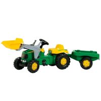 Trator com pedal com carregador frontal e reboque, John Deere, a partir dos 2,5 anos, RollyKid by Rolly Toys