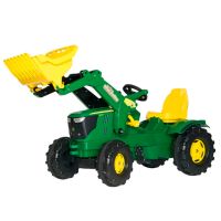 Trator com pedal com carregador frontal, John Deere 6210R, a partir dos 3 anos, RollyFarmtrac by Rolly Toys