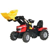 Trator com pedais com carregador frontal, Massey Ferguson 7726, com rodas pneumáticas, a partir dos 3 anos, rollyFarmtrac by Rolly Toys