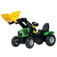 Trator com pedal com carregador frontal, Deutz Fahr, com rodas pneumáticas, a partir dos 3 anos, RollyFarmtrac by Rolly Toys