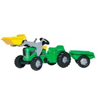 Trator com pedal com carregador frontal e reboque, Futura, verde, a partir dos 2,5 anos, RollyKiddy by Rolly Toys