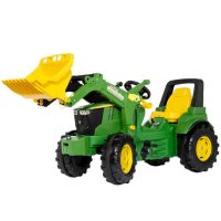 Trator com pedais com carregador frontal, John Deere 7310R, a partir dos 3 anos, RollyFarmtrac by Rolly Toys