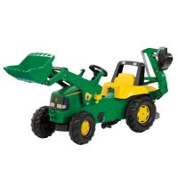 Trator com carregador frontal e retroescavadora, John Deere, a partir dos 3 anos, RollyJunior by Rolly Toys
