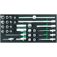 Tabuleiro EVA com jogo 32 chaves 1/2" e 3/8" Jonnesway S04H2132KV