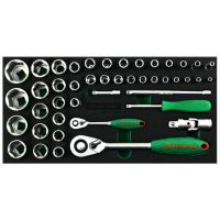 Tabuleiro EVA com jogo 44 chaves 1/2" e 1/4" Jonnesway S04H4144KV