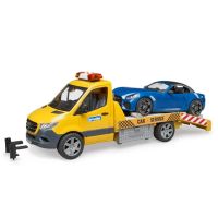 MB Sprinter, carrinha grua para transporte de viaturas com luz, som e carro desportivo incluido, BRUDER