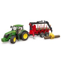 Trator John Deere 7R 350 com reboque para árvores