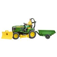Trator corta-relva John Deere com reboque e jardineiro