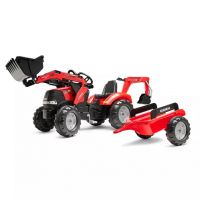 TRACTEUR A PEDALES CASE IH PUMA 240 CVX AVEC CHARGEUR EXCAVATRICE ET REMORQUE FALK