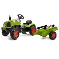 Trator com reboque, escavadora e capô de abertura Claas