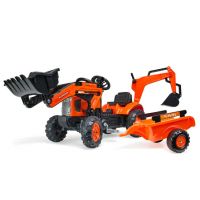 Retroescavadora com carregador frontal e reboque Kubota
