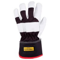 Luvas de trabalho em couro/sarja de algodão branco-preto tamanho 8/M Protect by