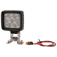 Luz de trabalho LED, 24W, 1920lm, quadrado, branco, 105x84x95mm ficha Deutsch, feixe largo, 8 LEDs,
