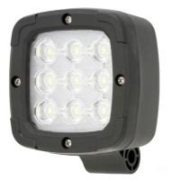 Luz de trabalho LED, 13.5W, 1800lm, quadrado, 12-24V, 100x100x74mm ficha Deutsch, feixe largo, 9 LEDs,