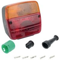 Farol traseiro esq. quadrado, 12V, vermelho/âmbar, de aparafusar, 108x103x103mm, baioneta, Ajba