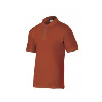 Pólo de Manga Curta Bicolor Vermelho/Cinzento Tamanho L