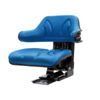 Assento com suspensão mecânica, envolvente azul